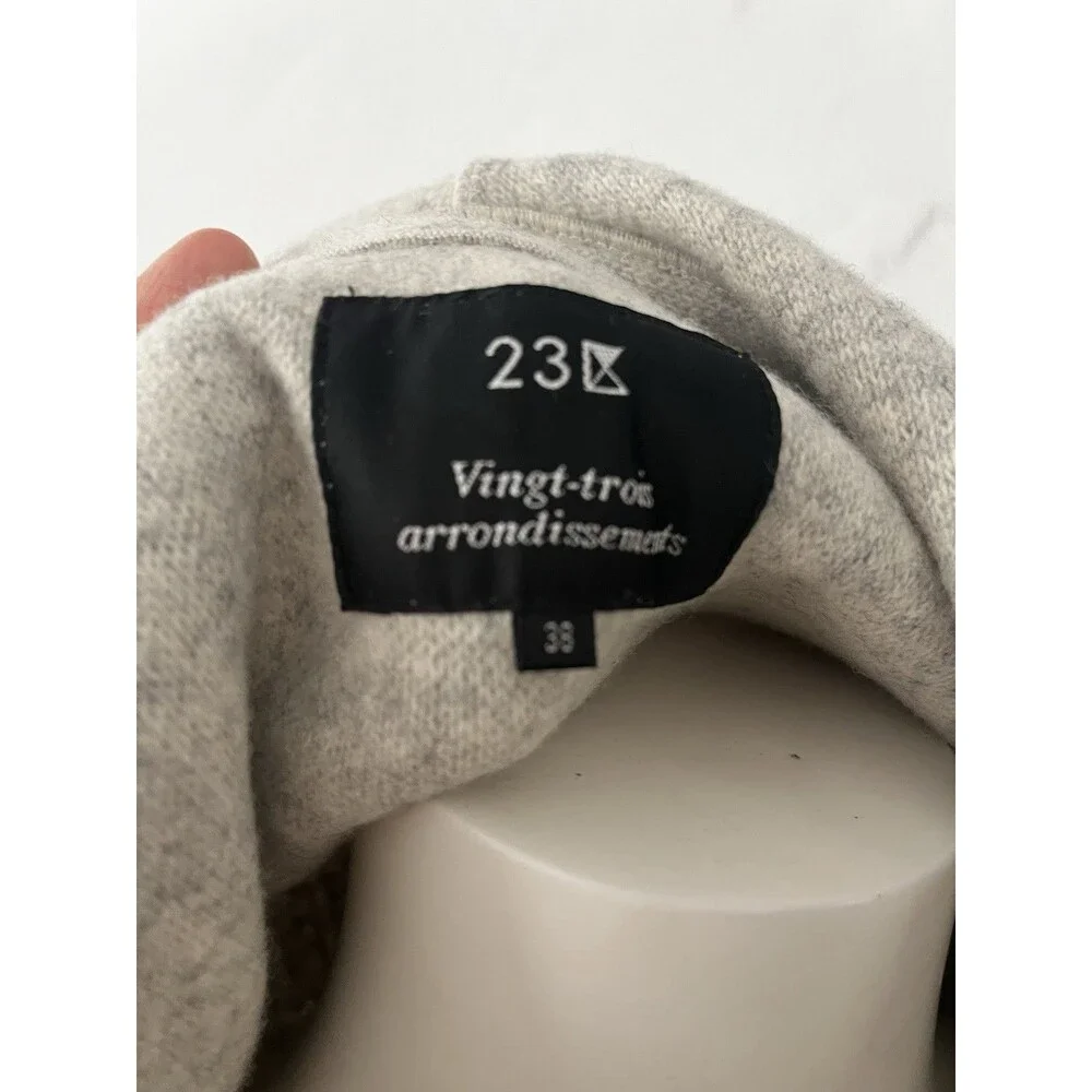 Japanese Hooded Wool Sweater Duster Lg Gray Long Lines Minimalist Quiet Luxury